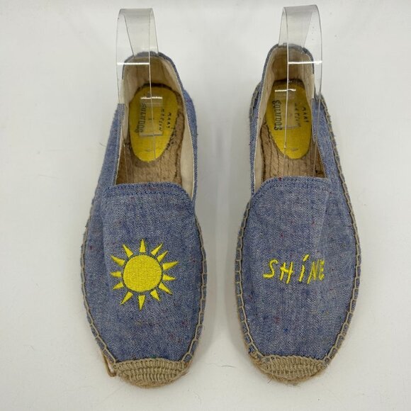 SOLUDOS X MARY MATSON Blue Yellow Sunshine Slip On Espadrille Flats Shoes Size 8 - Picture 4 of 10